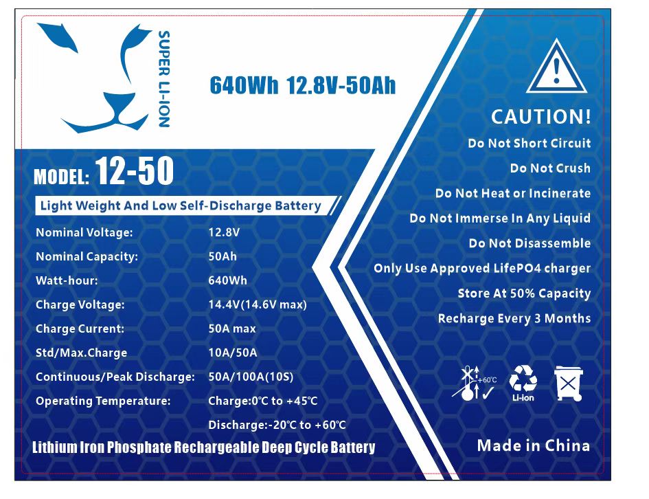 Batterie Superliion LifePo 4 12V 50Ah